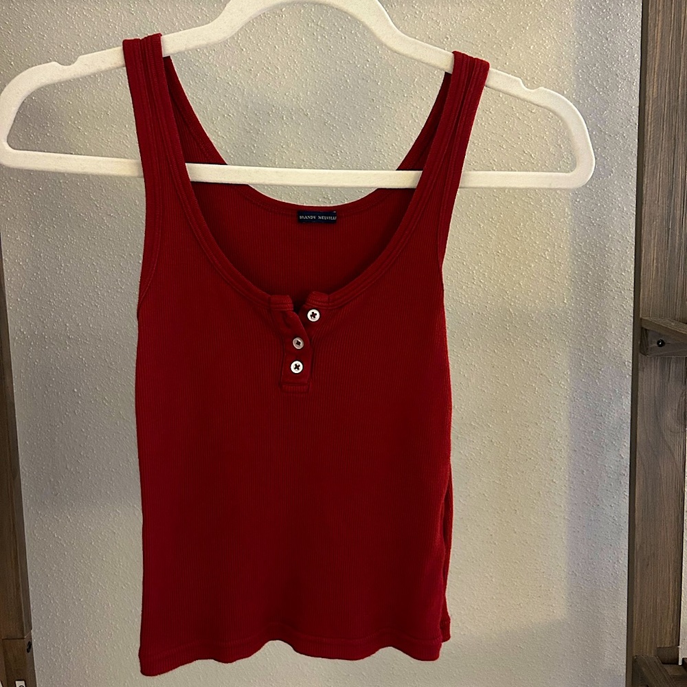 BRANDY MELVILLE RED BUTTON DOWN TANK